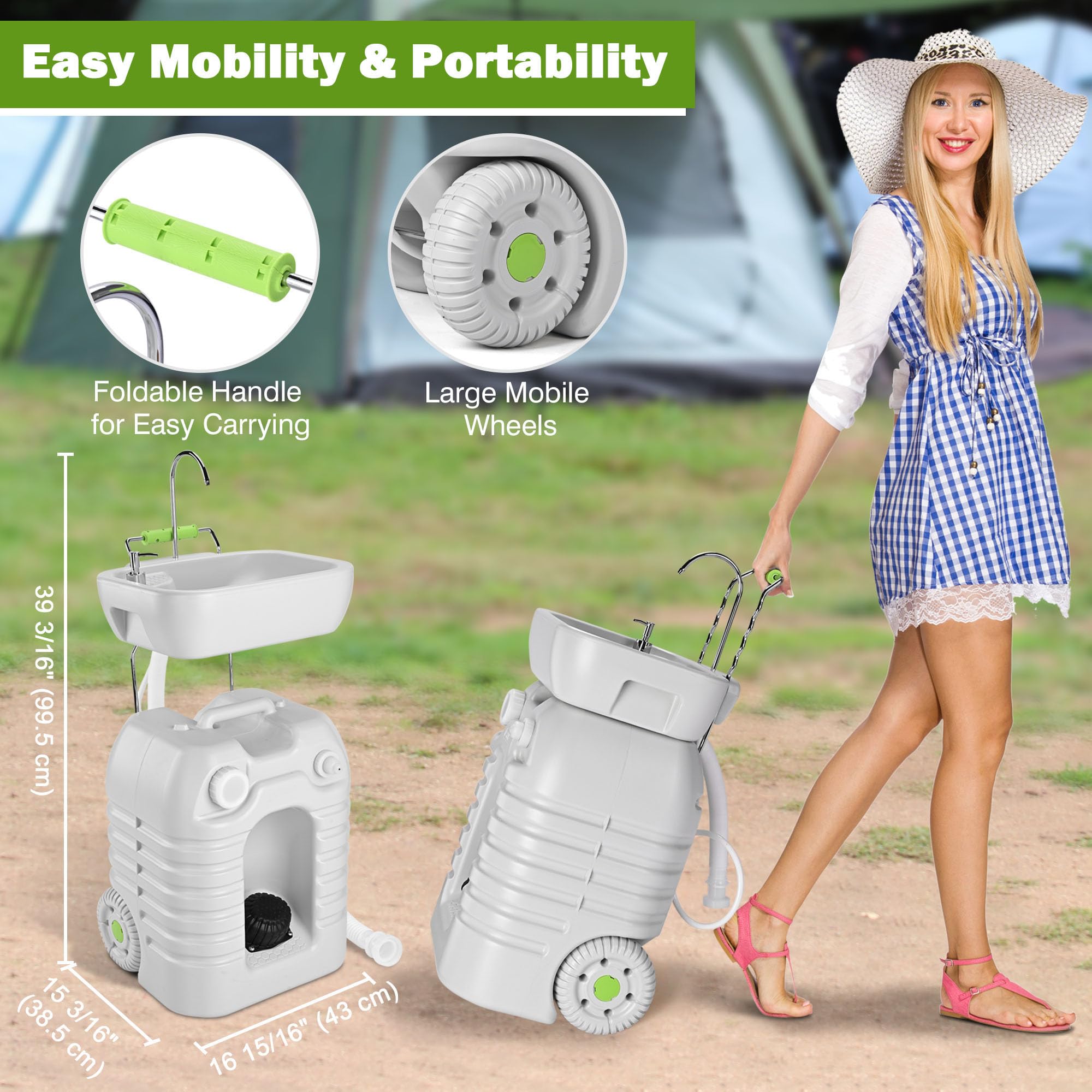 Yescom height-adjustable sink suits various setup heights
