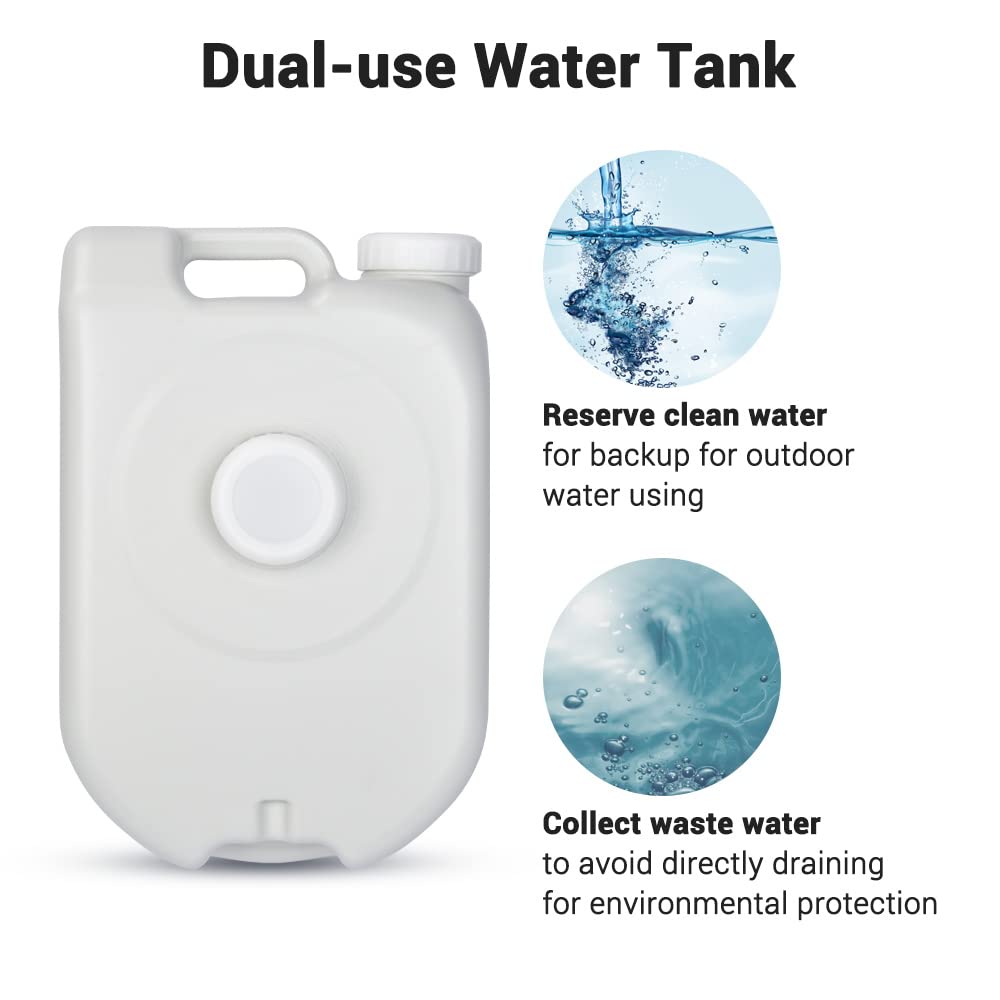 Yescom water tank with durable handle for easy transport during trips.