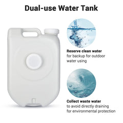 Yescom water tank with durable handle for easy transport during trips.