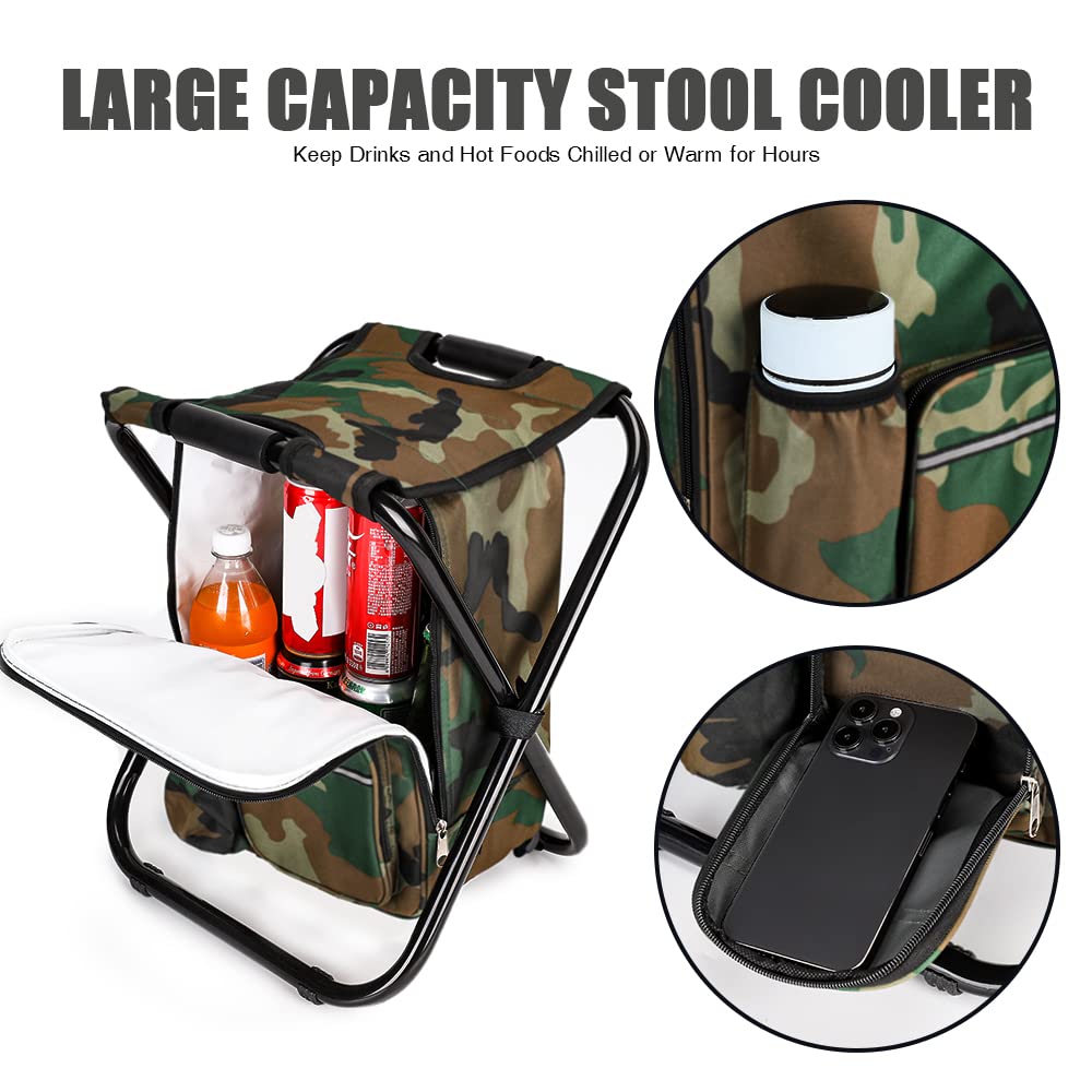 YESIACE portable seat in camouflage, convenient for picnics, hikes, and rest stops.