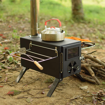 Yesinaly 7-section chimney extended showing adjustable height for versatile heating.