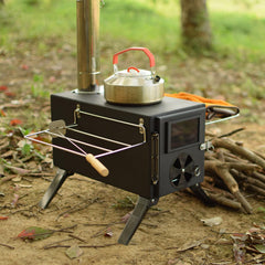 Yesinaly 7-section chimney extended showing adjustable height for versatile heating.