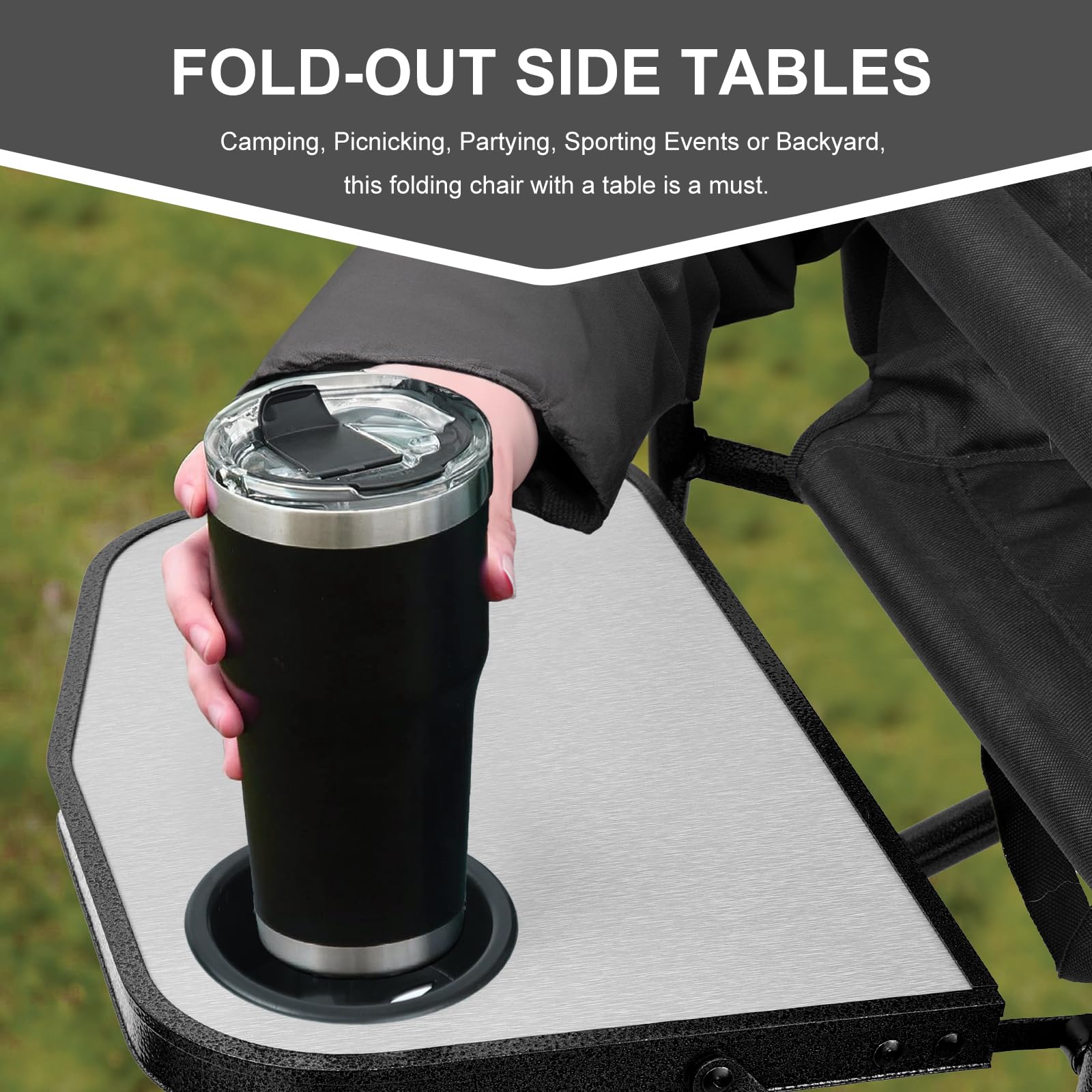 Yestomo side-table attachment provides a convenient surface.