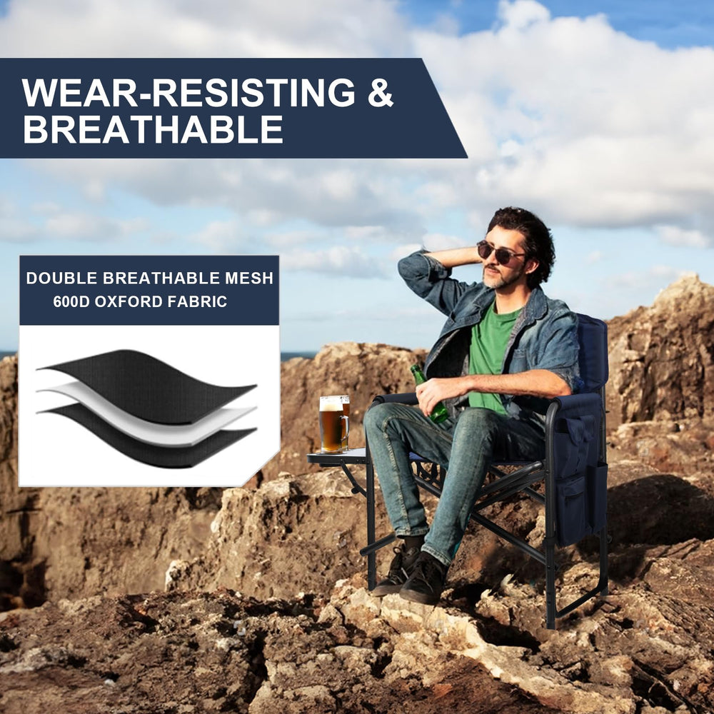 Yestomo Directors Chair 600D Oxford fabric blends durability with comfort.