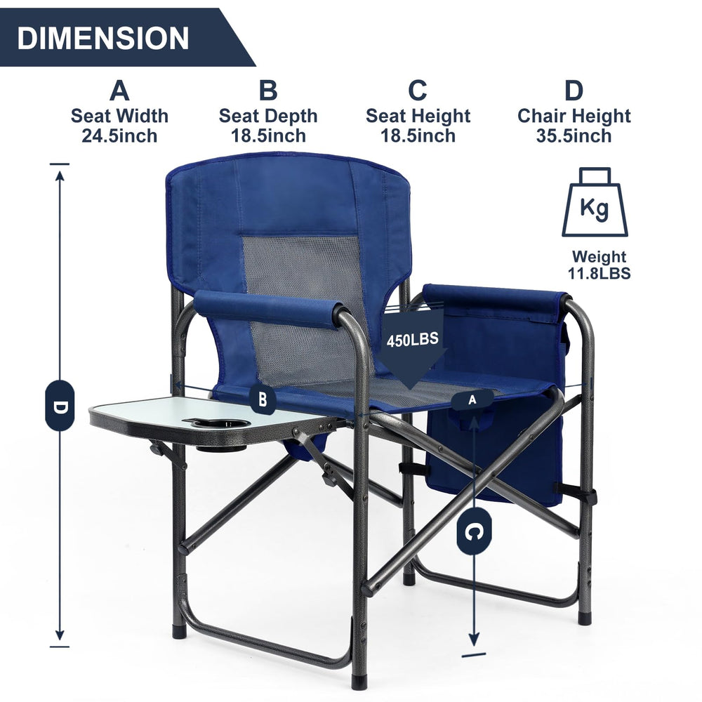 Yestomo Directors Chair side pocket storage keeps essentials within reach.