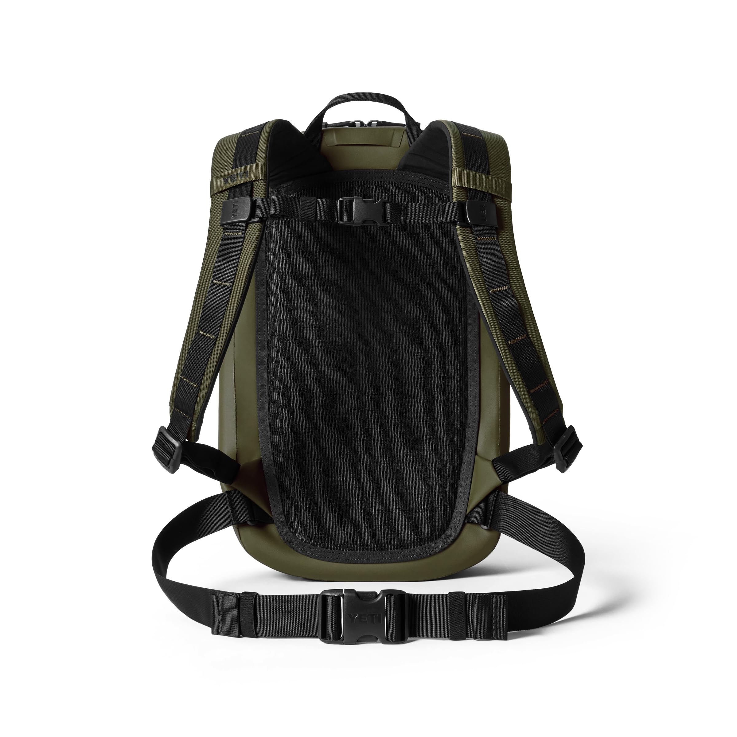 YETI Cayo olive strap-adjustment close-up illustrates adjustable fit.