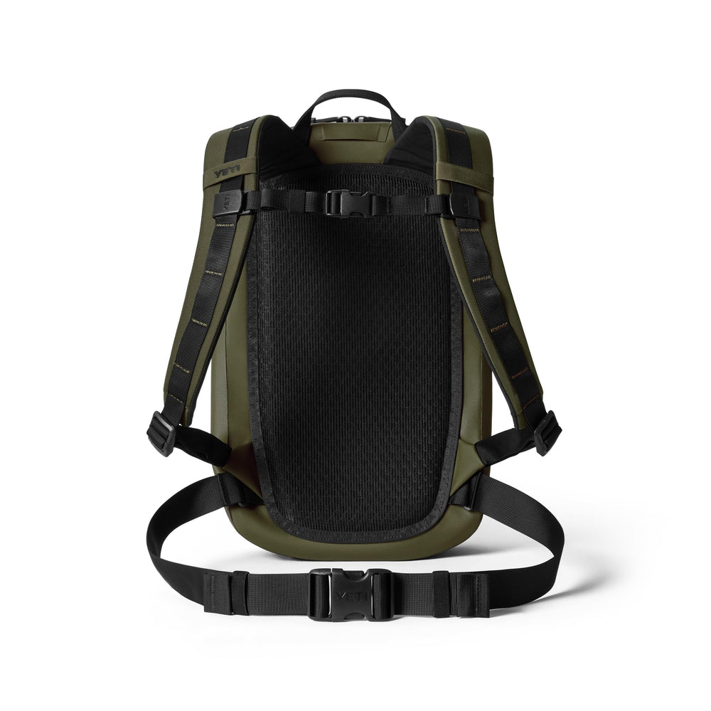 YETI Cayo olive strap-adjustment close-up illustrates adjustable fit.