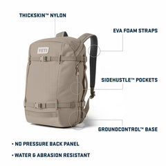 YETI Crossroads 22L Flip-Top Vault Pocket showcases quick access to essentials.