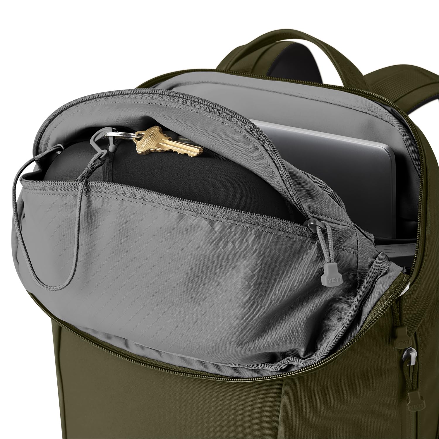 YETI Crossroads Backpack 22L olive back panel padding cushions daily loads.