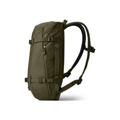 YETI Crossroads Backpack 22L olive flip top pocket shows expanded main opening.