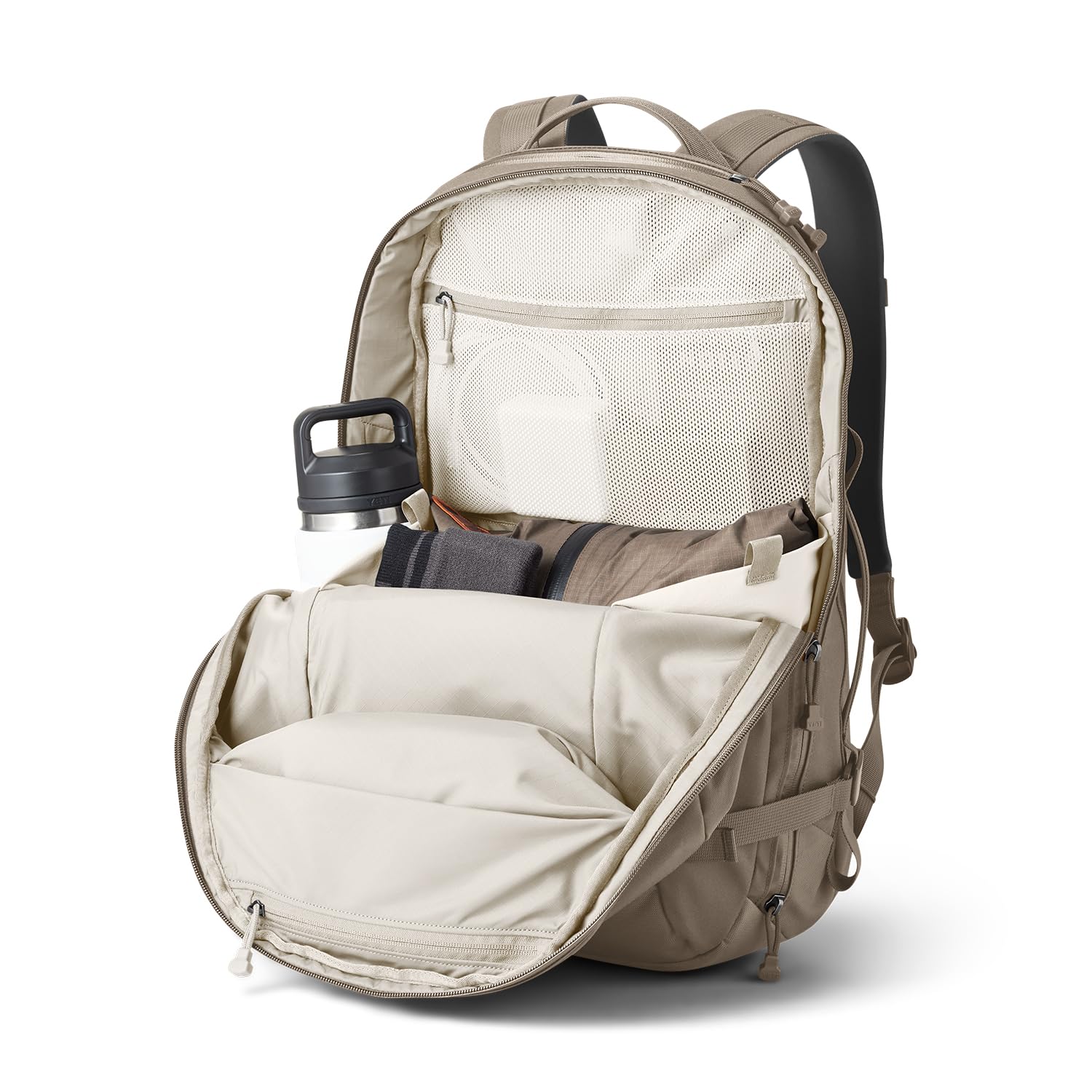 YETI Crossroads Backpack 27L luggage sleeve demonstrates travel-ready compatibility.