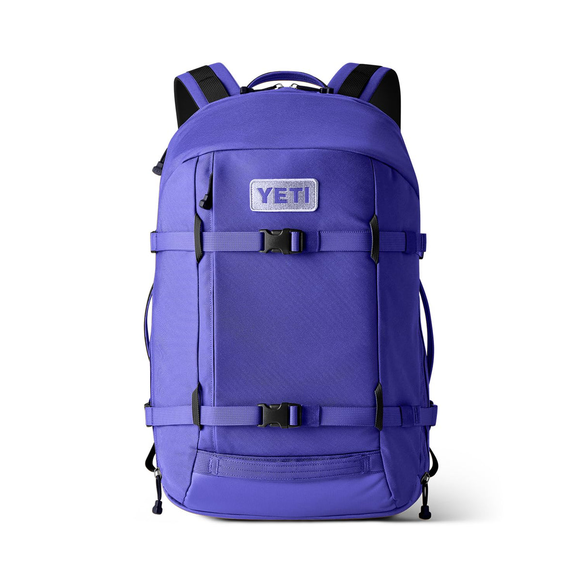 YETI Crossroads 27L backpack front view showcases rugged ultramarine violet for daily commuting.