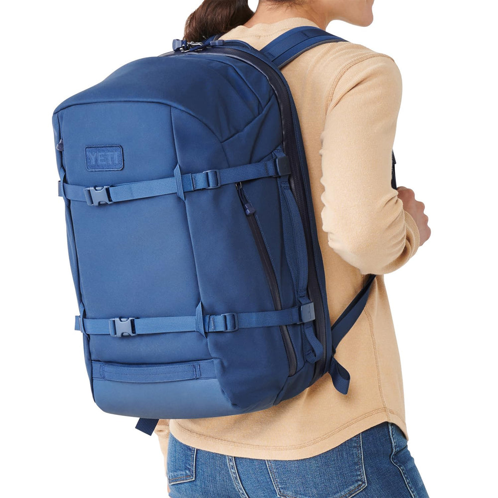 YETI Crossroads Backpack 35L rugged hardware and zippers promise durability.