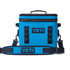 YETI Hopper Flip 12 blue front view showing compact size for on-the-go cooling