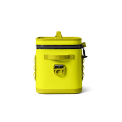 YETI Hopper Flip 12 Firefly Yellow side view highlights durable, puncture-resistant fabric.