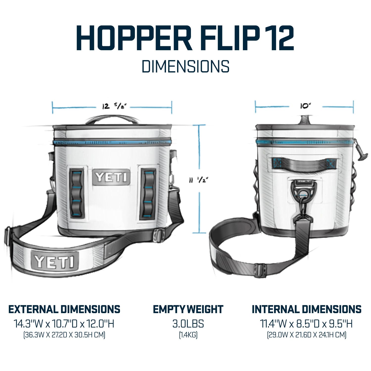 YETI Hopper Flip 12 Ultramarine Violet dryhide shell emphasizes waterproof and puncture resistance.