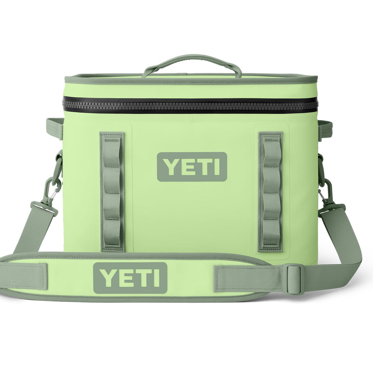 YETI Hopper Flip 18 Key Lime front view for rugged outdoor portability.