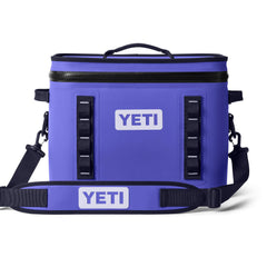 YETI Hopper Flip 18 ultramarine violet closed-zipper demonstrates leakproof cooling for outdoor trips.