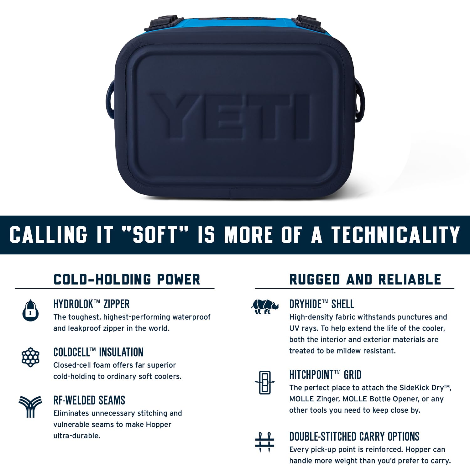 YETI Hopper Flip 8 insulated coldcell image suggests longer cooling.