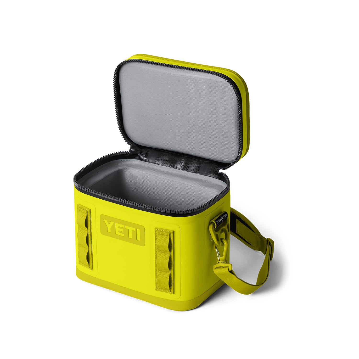 YETI Hopper Flip 8 Firefly Yellow HydroLok zipper close-up.
