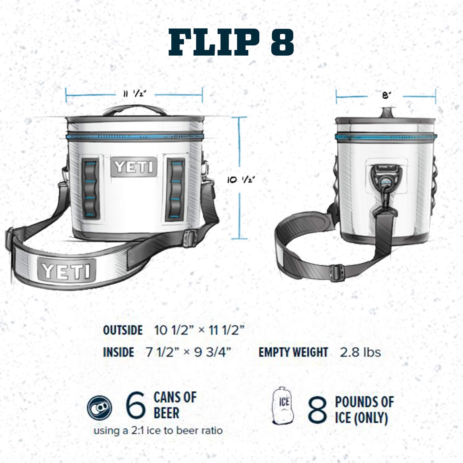 YETI Hopper Flip 8 navy zipper detail showcases leakproof HydroLok performance.