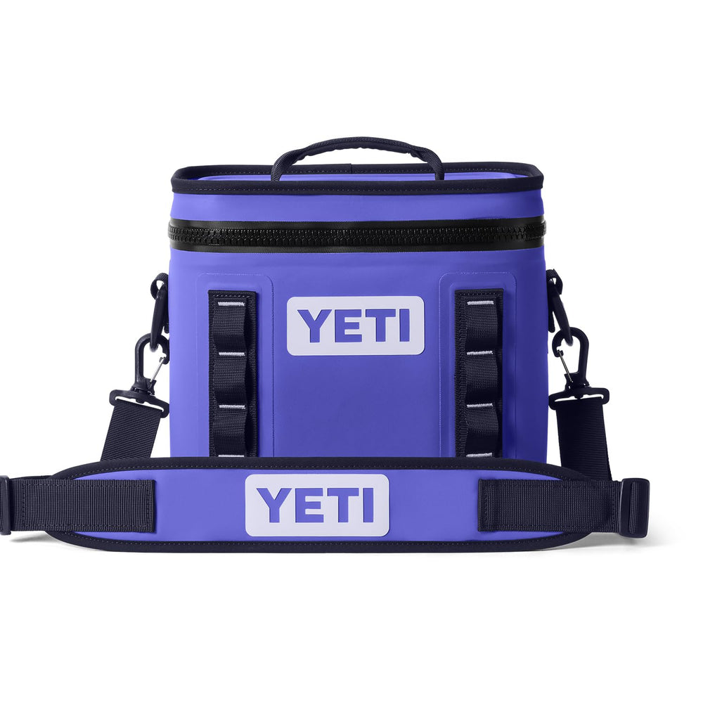 YETI Hopper Flip 8 Ultramarine Violet open-top for quick access on trips.