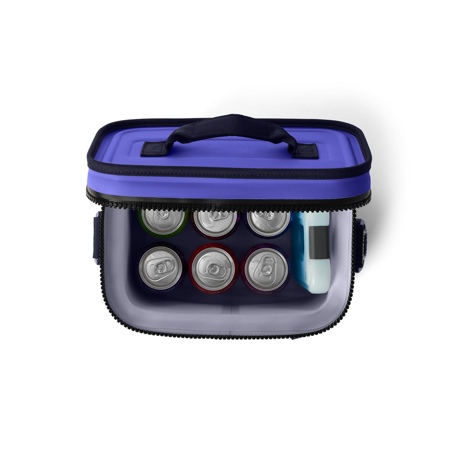 YETI Hopper Flip 8 Ultramarine Violet 6-can-plus-ice capacity on camping mornings.
