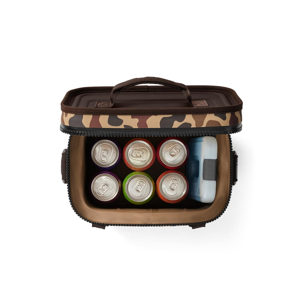 YETI Hopper Flip 8 Wetlands Camo 6-cans-ice-capacity for day trips.
