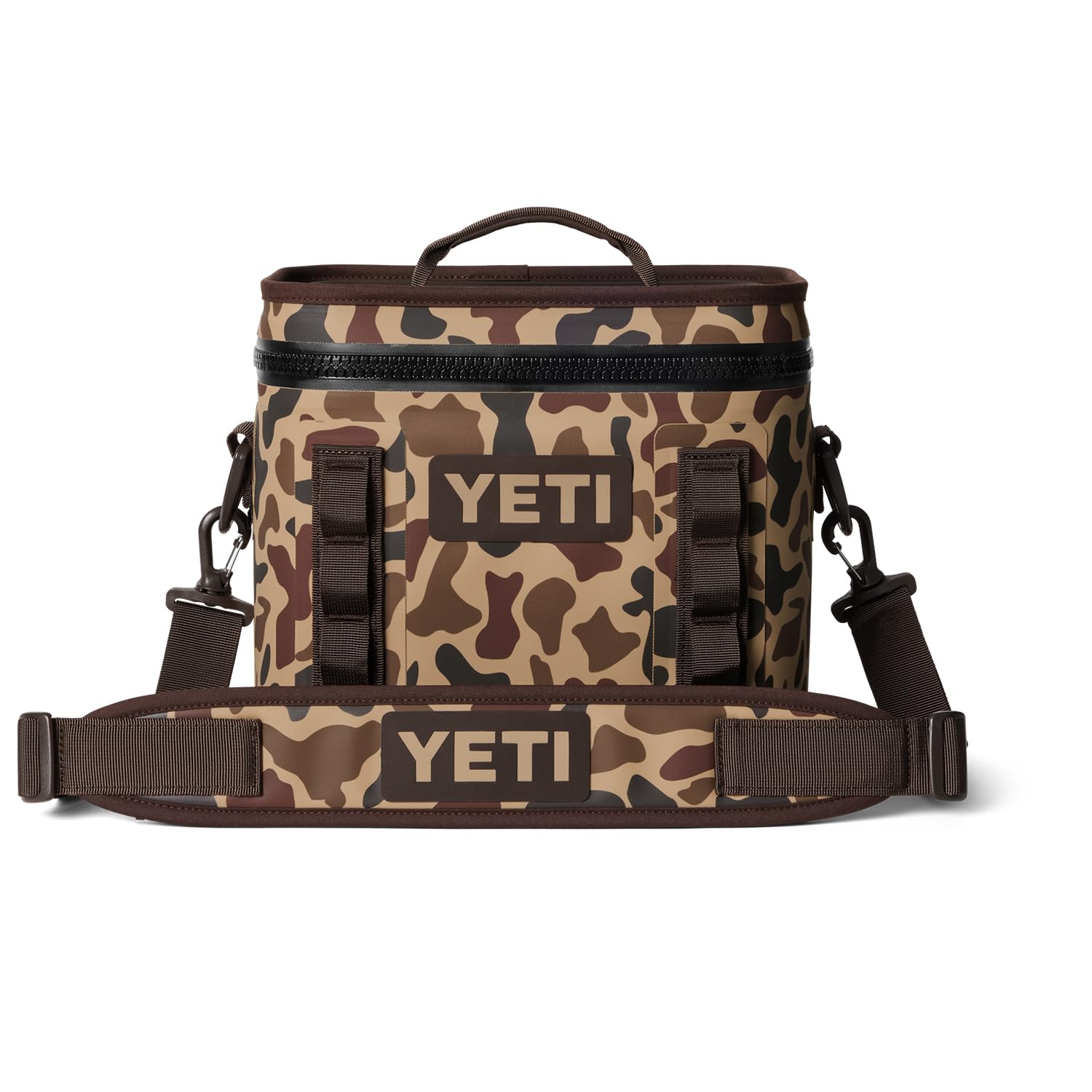 YETI Hopper Flip 8 Wetlands Camo dryhide-shell-closeup for rugged outdoor durability.