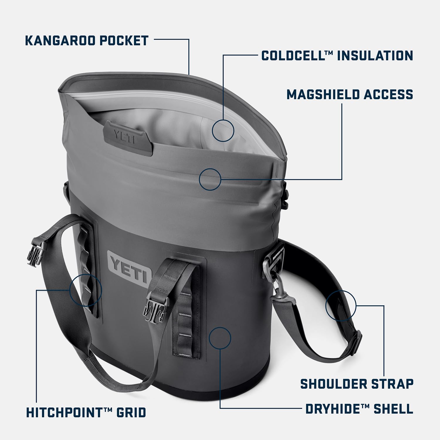 YETI Hopper M15 Navy coldcell insulation preserves cold beverages