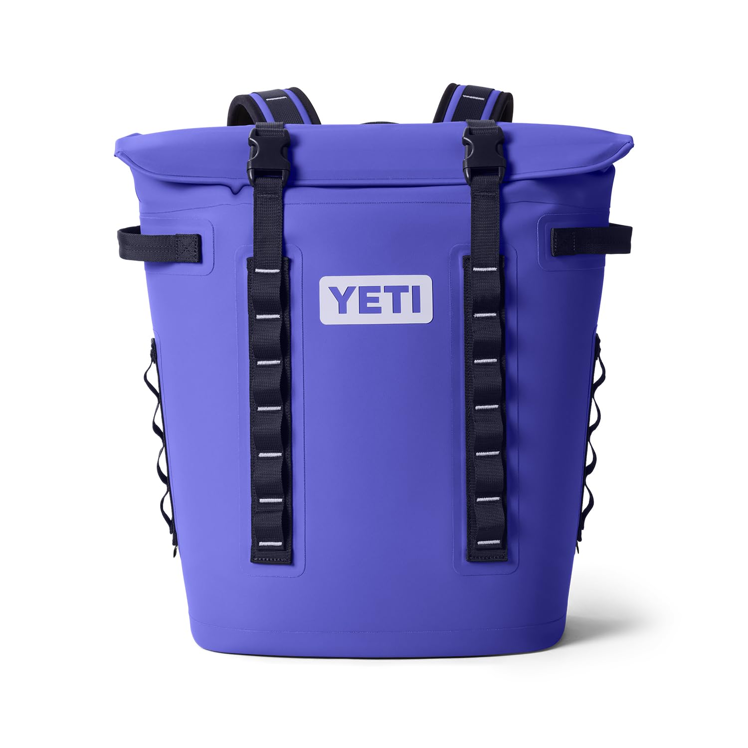YETI Hopper M20 backpack in Ultramarine Violet, side view showing roomy carry capacity.