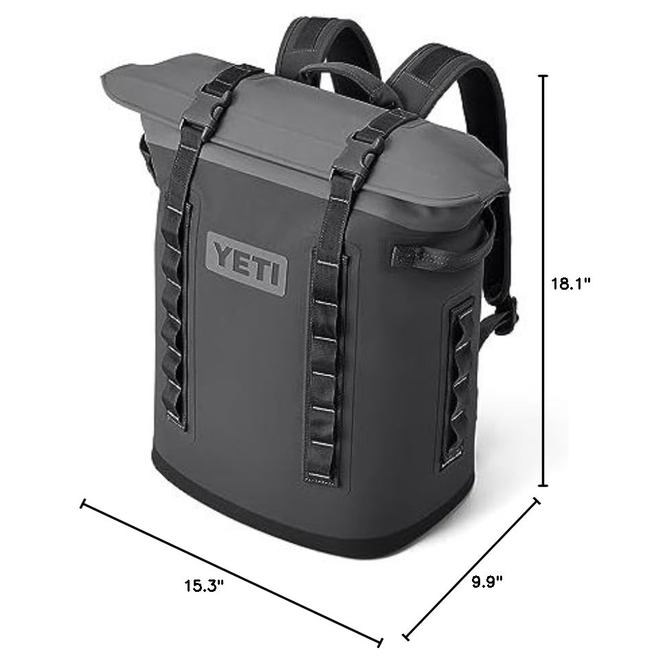 YETI Hopper M20 back-wearing view shows all-day portability for outdoor use.