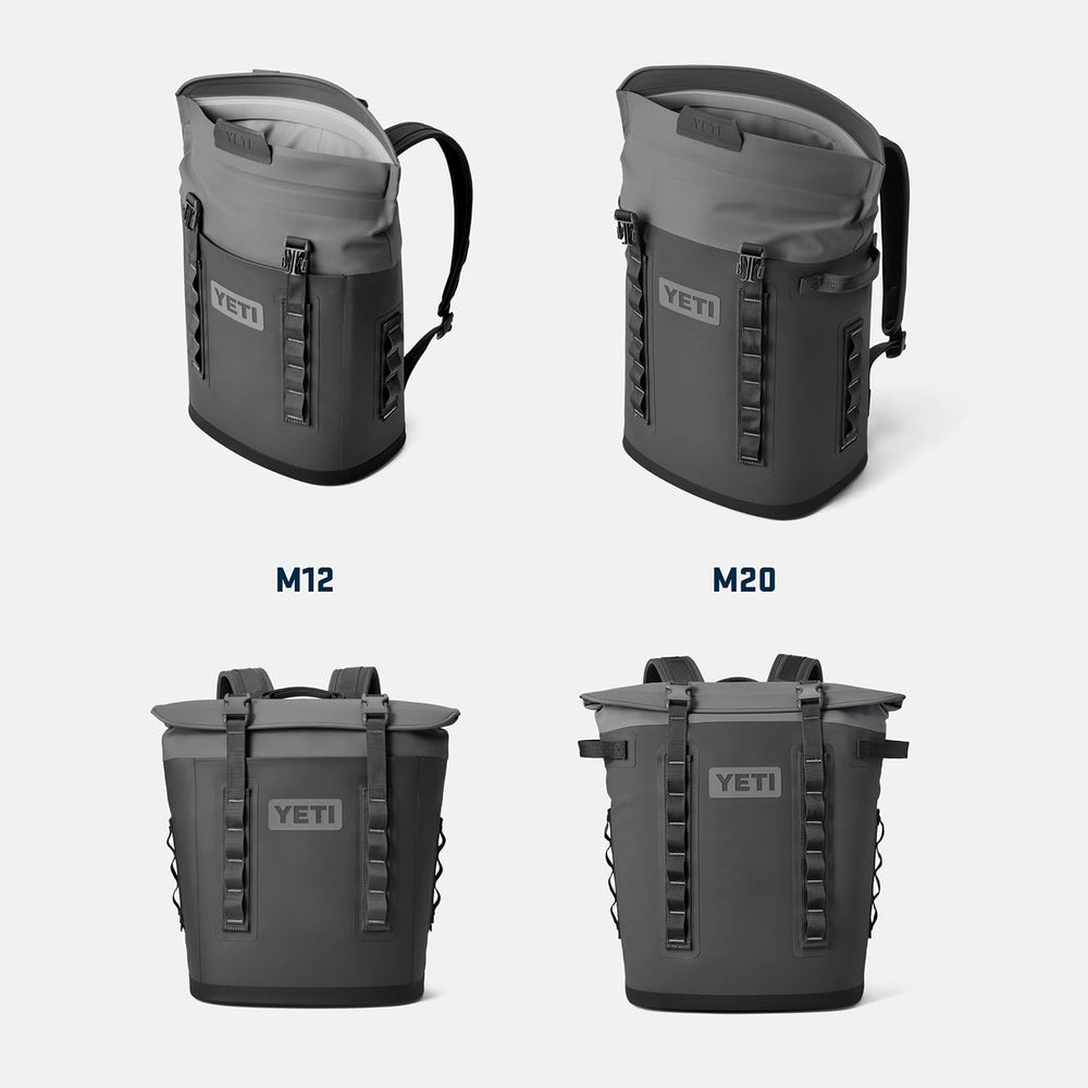 YETI Hopper M20 DryHide shell in charcoal offers UV and puncture resistance for durability.