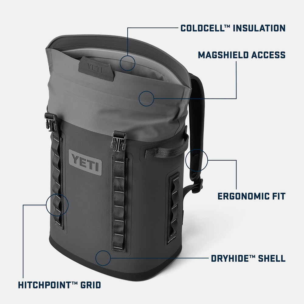 YETI Hopper M20 MagShield open demonstrates quick, leak-resistant access for beverages.