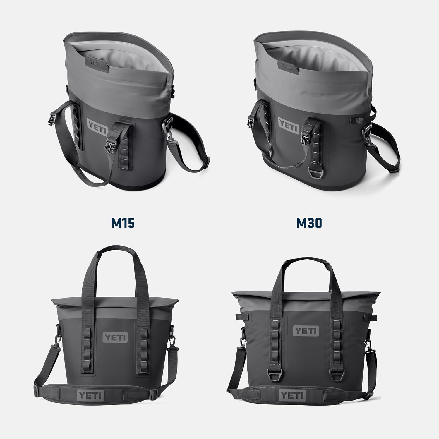 YETI Hopper M30 built-in carry strap for travel.