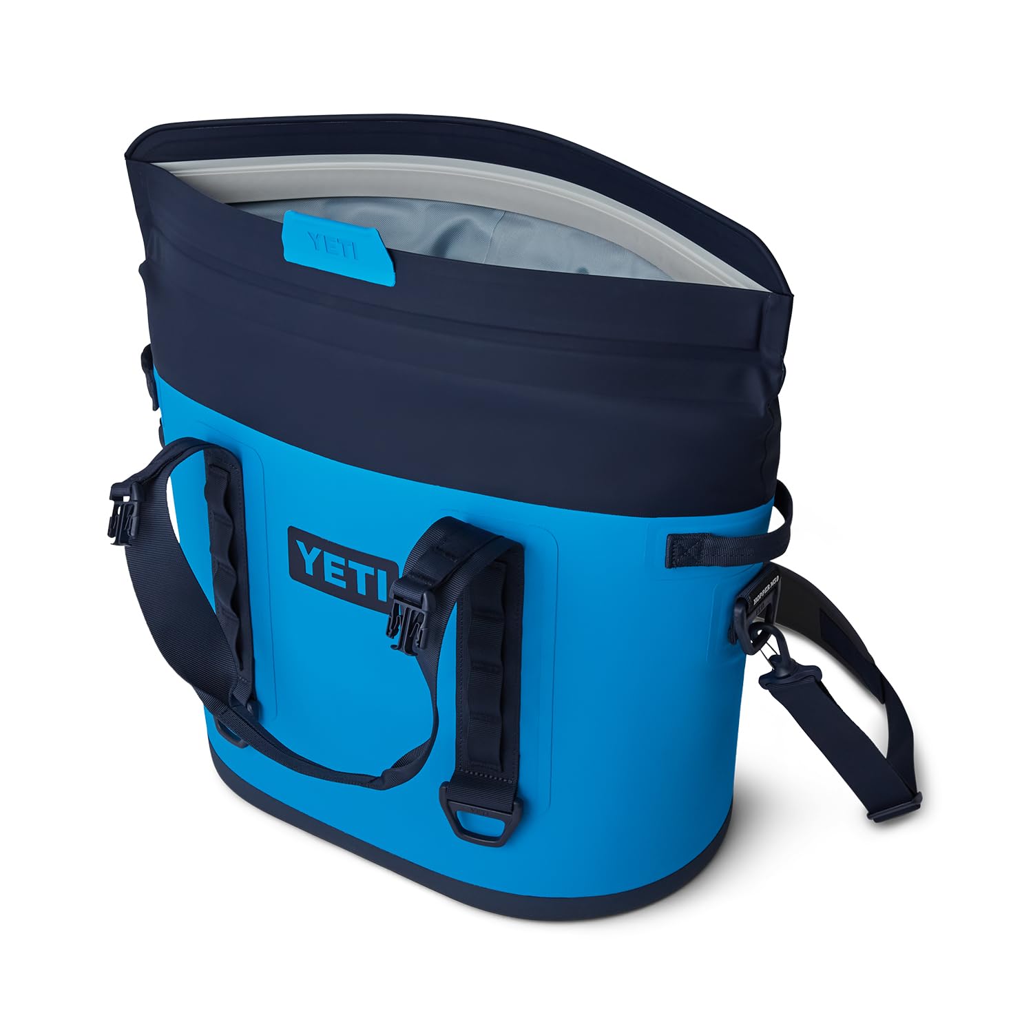 YETI Hopper M30 MagShield access demonstrates leak-resistant loading.