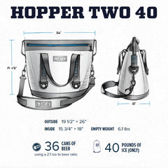 YETI Hopper Two 40 side view showing rugged DryHide shell for rough conditions