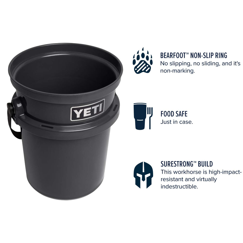 YETI LoadOut bucket bearfoot ring demonstrates non-slip control on slick surfaces.
