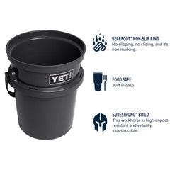 YETI LoadOut bucket bearfoot ring demonstrates non-slip control on slick surfaces.