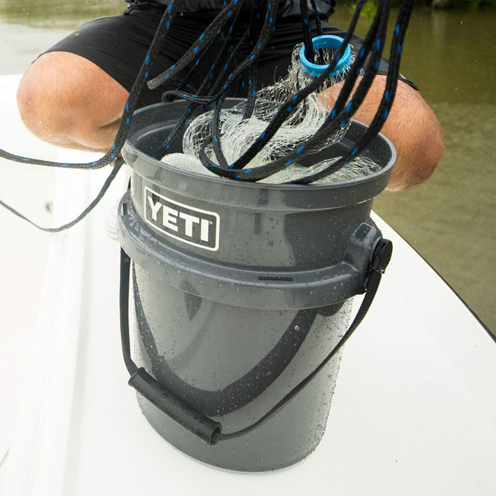 YETI LoadOut bucket includes hefty-hauler handle for easy hauling.