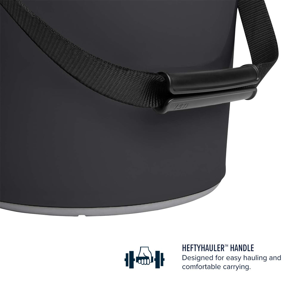 YETI LoadOut bucket with impact-resistant shell handles heavy-duty tasks.