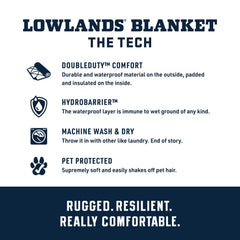 YETI Lowlands Blanket resists pet hair for quick after-play cleanup
