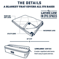 YETI Lowlands Blanket waterproof-shell protects on damp ground.