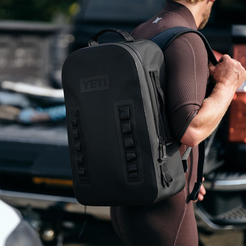YETI Panga 28 bag durable synthetic material withstands rugged outdoor use.