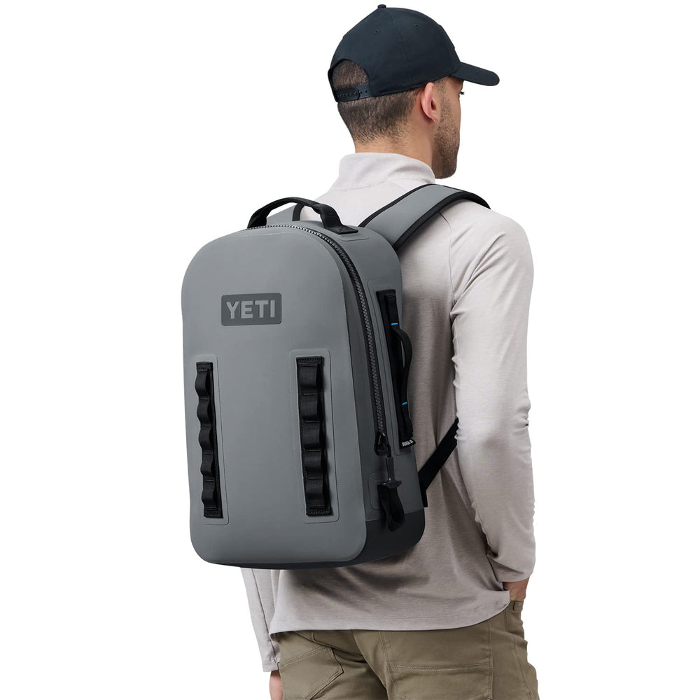 YETI Panga 28 in heavy rain demonstrates airtight protection for gear.