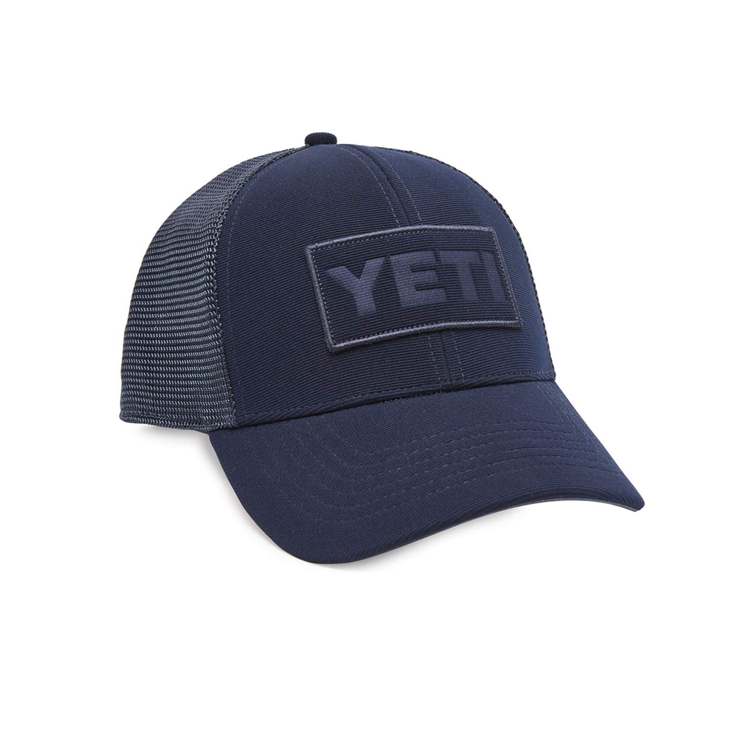 YETI Patch Trucker Hat Navy - side profile with mesh