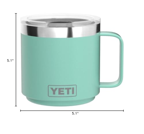 YETI Rambler 14oz mug dimensions 4.03in tall by 5.1in wide.