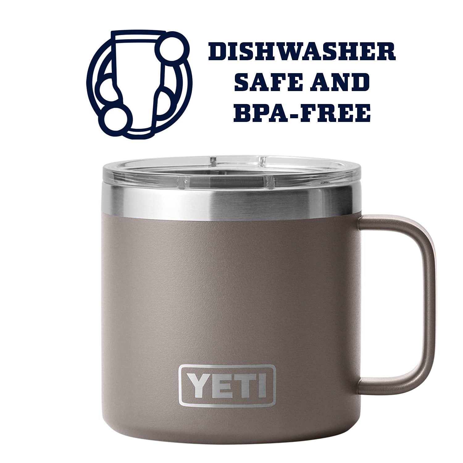 YETI Rambler 14oz mug Duracoat finish closeup highlighting color durability that resists cracking or fading.