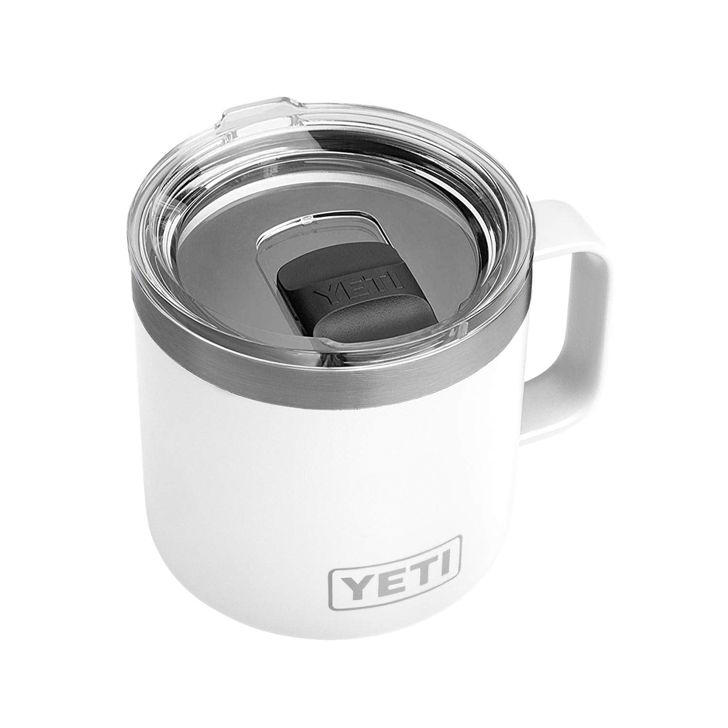 YETI Rambler 14 oz mug with MagSlider lid white—secure on-the-go beverage.