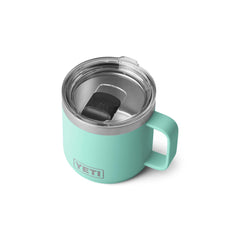 YETI Rambler 14oz stackable mug for space-saving storage.